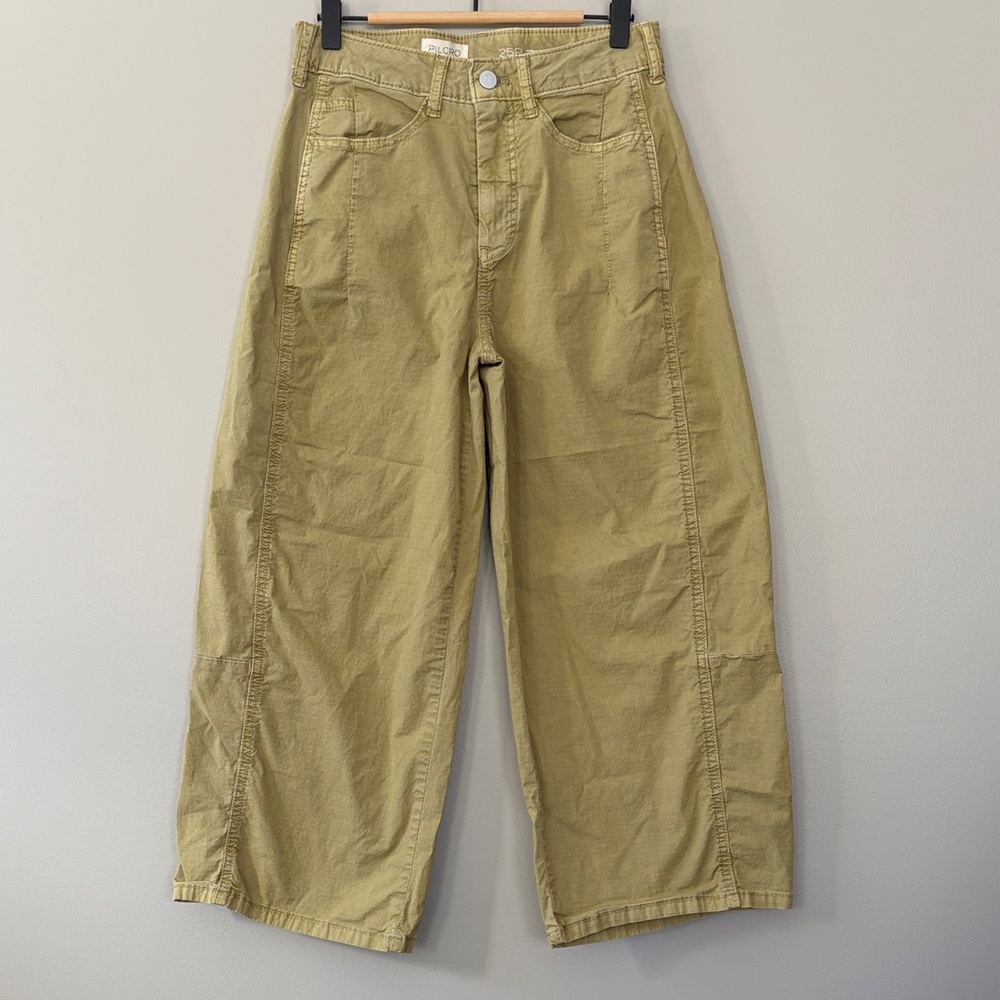 Pilcro‎ Kenna Mid Rise Heritage Barrel Pants Size 25P Anthropologie Wide Leg Tan - Picture 2 of 13